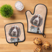 Spinone Italiano Schilderij Bruin Roan Schattigee  Ovenwant & Pannenlap Set (Top down)