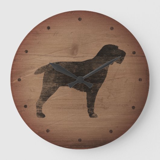 Spinone Italiano Silhouette Rustic Grote Klok (Voorkant)