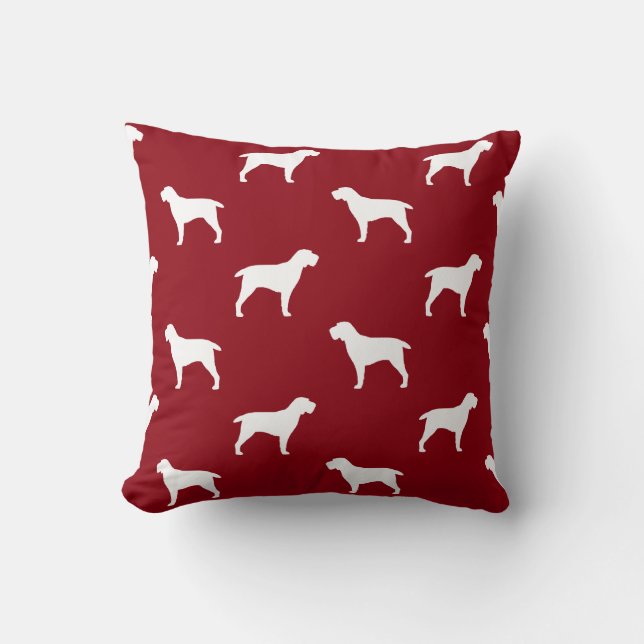Spinone Italiano Silhouettes Pattern Red Kussen (Voorkant)