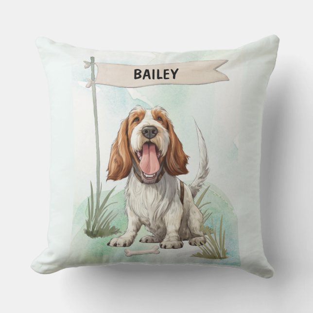 Spinone Italiano Watercolor Personalized Dog Kussen (Voorkant)