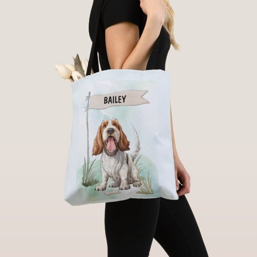 Spinone Italiano Watercolor Personalized Dog Tote Bag (Dichtbij)