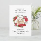 Spinone Italiano Waterverf Poinsettia Kerstmis Feestdagenkaart (Staand voorkant)