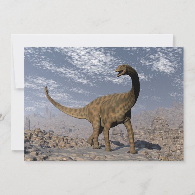 Spinophorosaurus dinosaur die in de woestijn loopt (Voorkant)