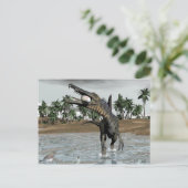 Spinosaurus dinosaur die vis eet - 3D rendering Briefkaart (Staand voorkant)