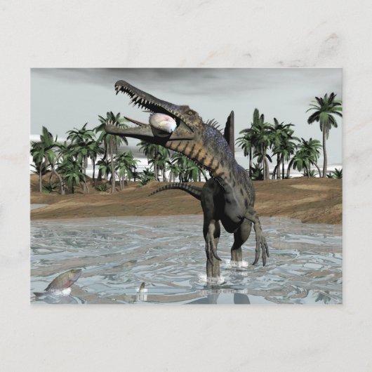 Spinosaurus dinosaur die vis eet - 3D rendering Briefkaart (Voorkant)