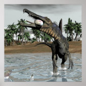 Spinosaurus dinosaur die vis eet - 3D rendering Poster (Voorkant)