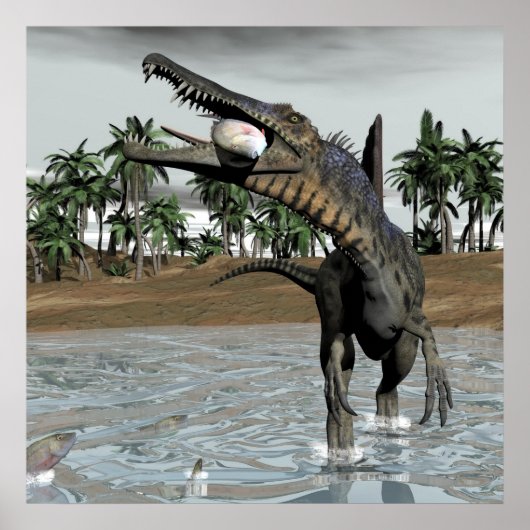 Spinosaurus dinosaur die vis eet - 3D rendering Poster (Voorkant)