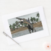 Spinosaurus dinosaur die vis eet - 3D rendering Rechthoekige Sticker (Envelop)