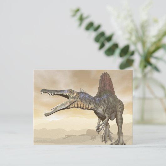 Spinosaurus dinosaur in de woestijn - 3D rendering Briefkaart (Staand voorkant)