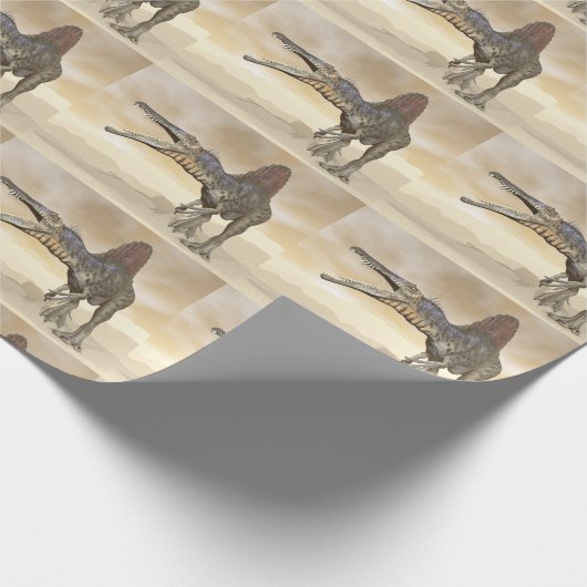 Spinosaurus dinosaur in de woestijn - 3D rendering Cadeaupapier (Hoek)