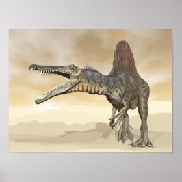 Spinosaurus dinosaur in de woestijn - 3D rendering Poster
