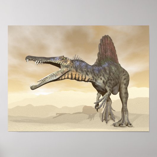 Spinosaurus dinosaur in de woestijn - 3D rendering Poster (Voorkant)