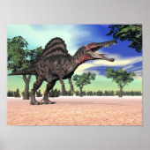 Spinosaurus dinosaur in de woestijn - 3D rendering Poster (Voorkant)