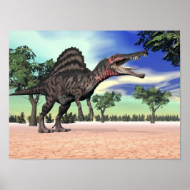 Spinosaurus dinosaur in de woestijn - 3D rendering Poster