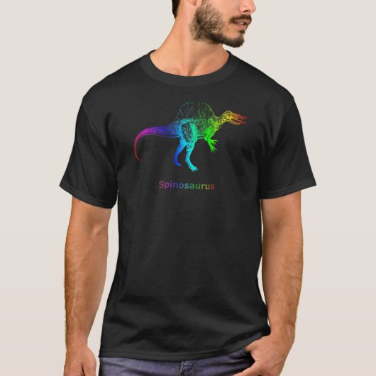 Spinosaurus Dinosaur Rainbow Skeleton T-shirt (Voorkant)
