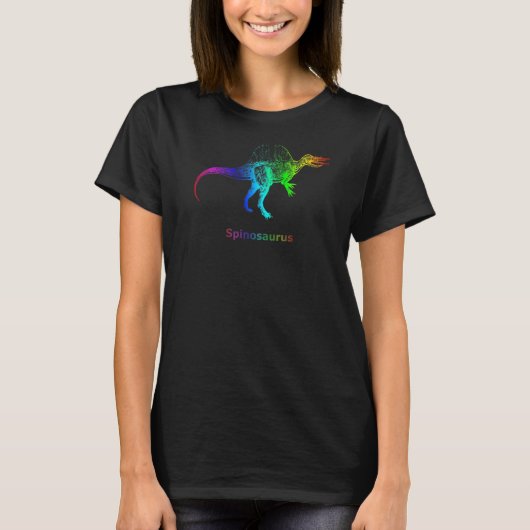 Spinosaurus Dinosaur Rainbow Skeleton T-shirt (Voorkant)