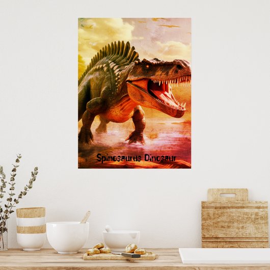 Spinosaurus Dinosaur Vivid Bedroom Wall Poster (Keuken)