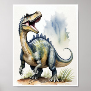 Spinosaurus Dinosaur Waterverf Home Decor WallArt Poster
