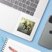 Spinosaurus-dinosaurus in oerbos sticker (Laptop met iPhone)