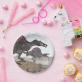 Spinosaurus dinosaurus in woestijn - 3D rendering Papieren Bordje (Feest)