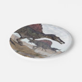 Spinosaurus dinosaurus in woestijn - 3D rendering Papieren Bordje (Gekanteld)