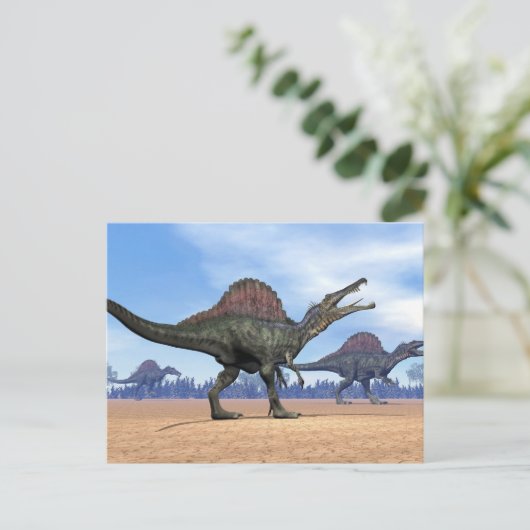 Spinosaurus dinosaurus wandeling - 3D rendering Briefkaart (Staand voorkant)