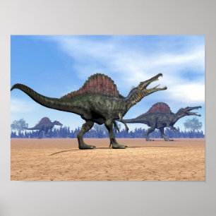 Spinosaurus dinosaurus wandeling - 3D rendering Poster