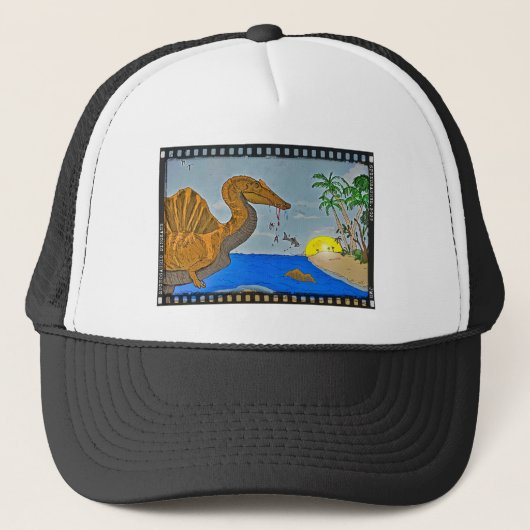 Spinosaurus Film Reel Dinosaur Baseball Hat Trucker Pet (Voorkant)