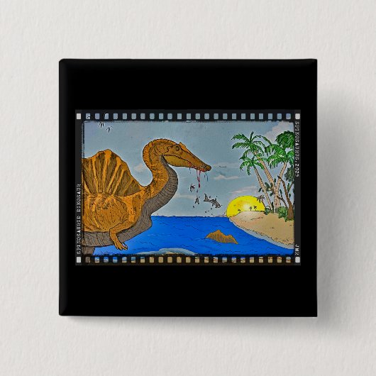 Spinosaurus Film Reel Dinosaur Button Pin (Voorkant)