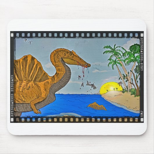 Spinosaurus Mouse pad cretaceous beach Film Strip Muismat (Voorkant)