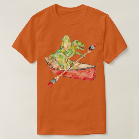 Spinosaurus op canoe dinosaur schilderij t-shirt (Design voorkant)