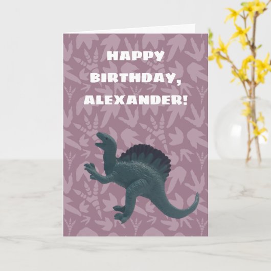 Spinosaurus Speelgoed Dinosaur Aangepaste Verjaard Kaart (Gele Bloem)