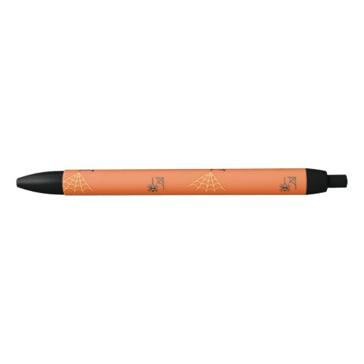 Spinpatroon op sinaasappel zwarte inkt pen (Voorkant)