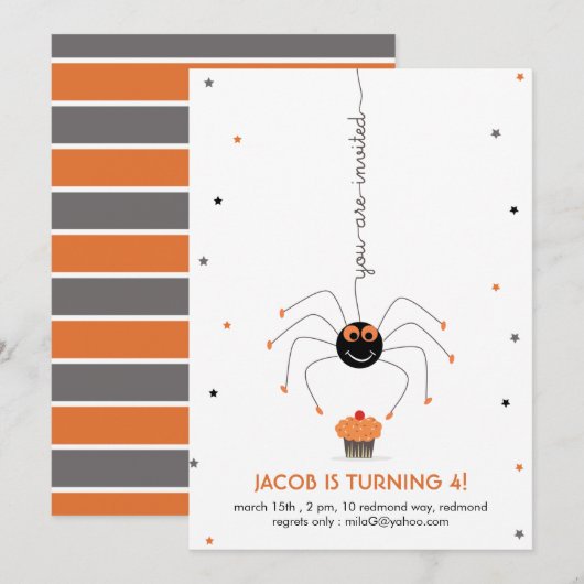 Spinsterren en een cupcake Birthday Party white in Kaart (Voorkant / Achterkant)