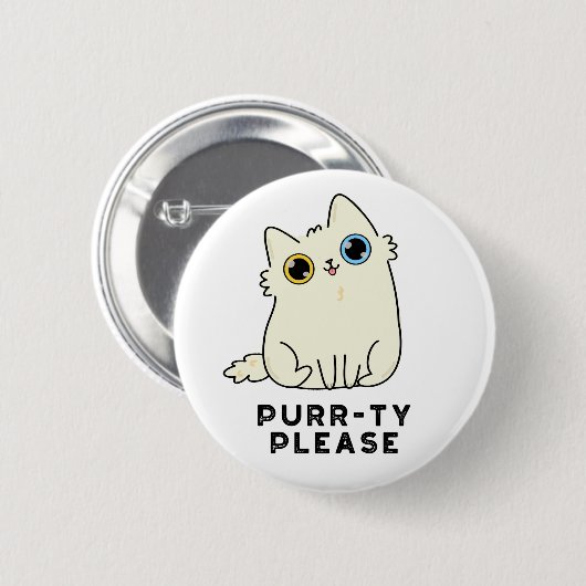 Spint alstublieft grappig Kitty Cat Pun Ronde Button 5,7 Cm (Voorkant /achterkant)