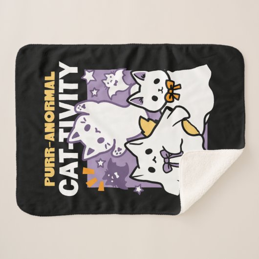 Spint-anormal Cat-tivity - Halloween Cat Design Sherpa Deken (Voorkant (horizontaal))