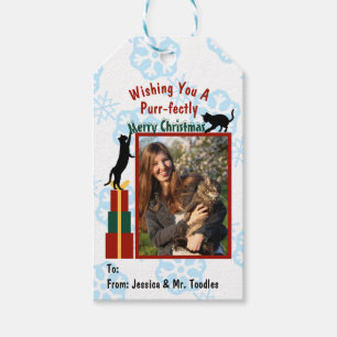 Spint de feestelijke feestelijke kerstfoto's cadeaulabel