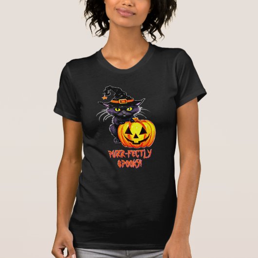 SPINT ECHT SPOOKY! Kat & pompoen heksen Pet T-shirt (Voorkant)