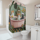 Spint en bubbels: een kat-tastische badscène douchegordijn (In situ)