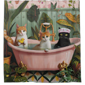 Spint en bubbels: een kat-tastische badscène douchegordijn (Voorkant)