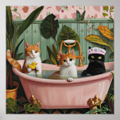 Spint en bubbels: een kat-tastische badscène poster (Voorkant)