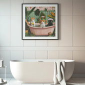 Spint en bubbels: een kat-tastische badscène poster