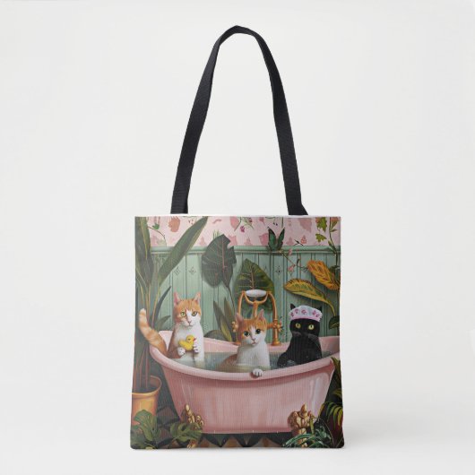 Spint en bubbels: een kat-tastische badscène tote bag (Voorkant)
