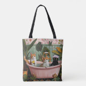 Spint en bubbels: een kat-tastische badscène tote bag (Achterkant)