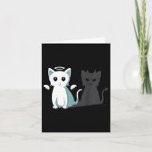 Spint Evil Devil Cat Happy Halloween Cat Angel Dev Kaart (Voorkant)
