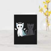 Spint Evil Devil Cat Happy Halloween Cat Angel Dev Kaart (Gele Bloem)