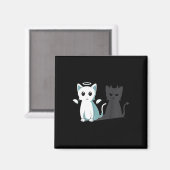 Spint Evil Devil Cat Happy Halloween Cat Angel Dev Magneet (Voorkant / Achterkant)