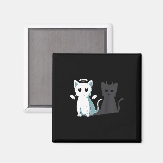 Spint Evil Devil Cat Happy Halloween Cat Angel Dev Magneet (Voorkant / Achterkant)