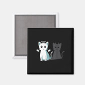 Spint Evil Devil Cat Happy Halloween Cat Angel Dev Magneet (Voorkant / Achterkant)