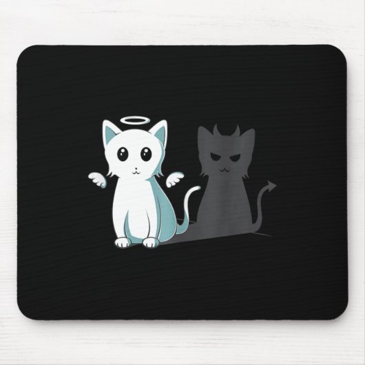 Spint Evil Devil Cat Happy Halloween Cat Angel Dev Muismat (Voorkant)